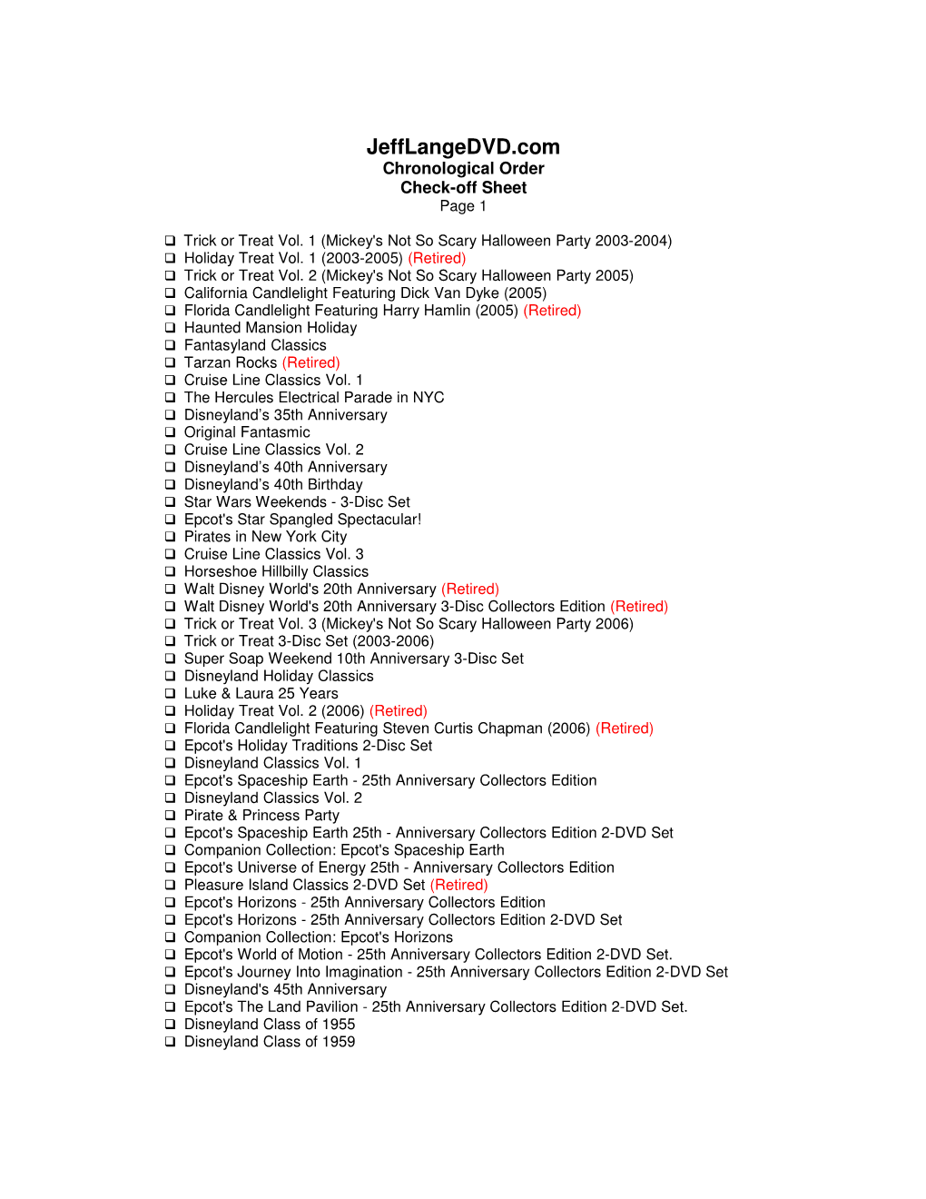 Jefflangedvd Check-Off Sheets