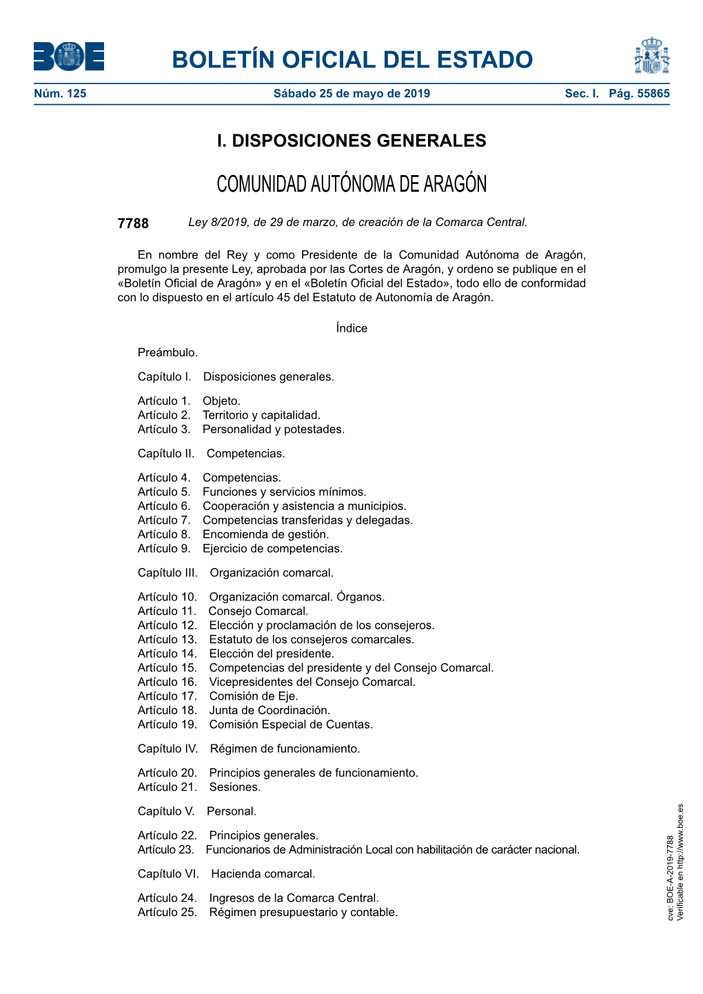 Disposición 7788 Del BOE Núm. 125 De 2019