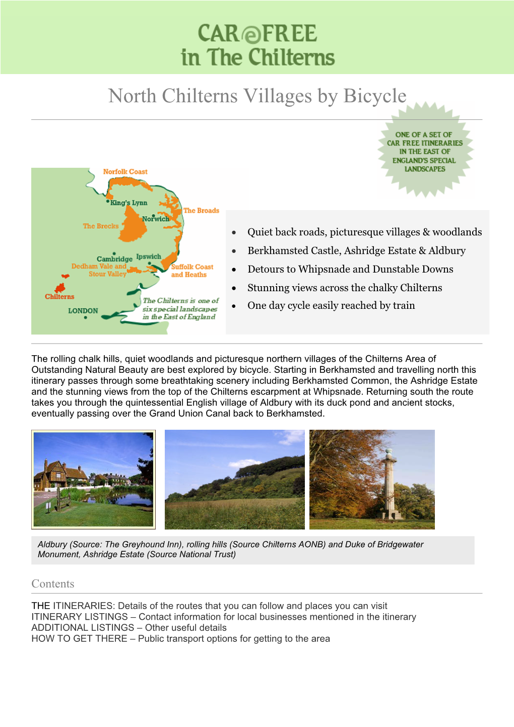 Northern Chiltern Villages by Bicycle Itinerary