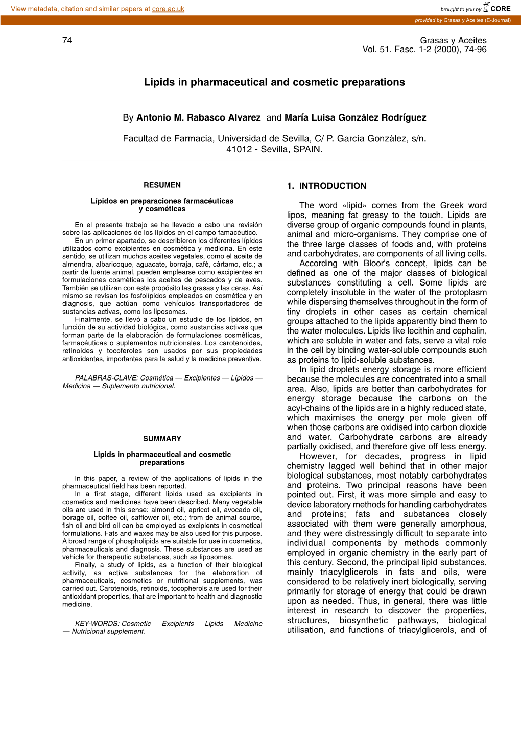 Lipids in Pharmaceutical and Cosmetic Preparations