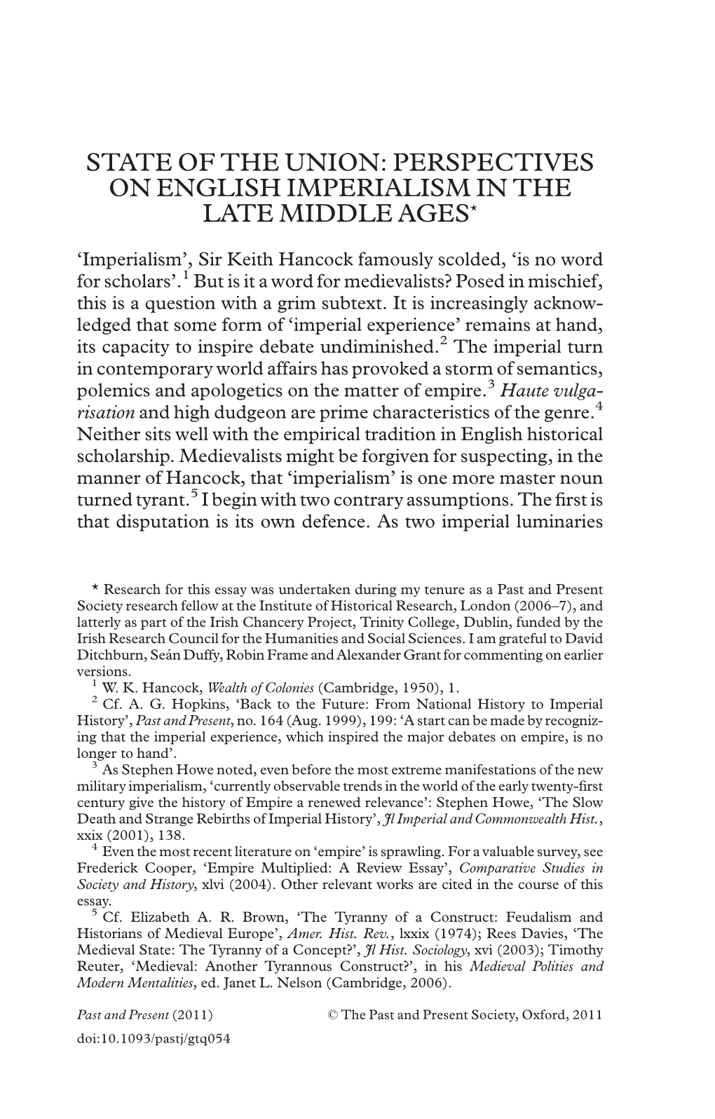 State of the Union: Perspectives on English Imperialism in the Late Middle Ages*
