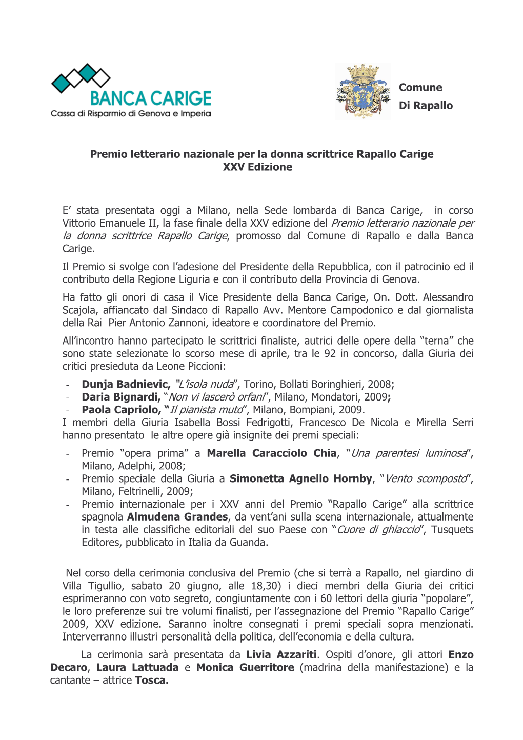 Rapallo Carige Conferenza Stampa Milano