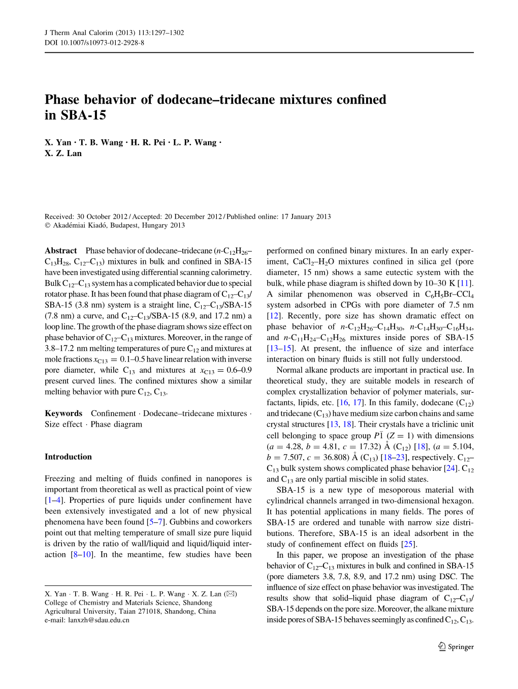 Phase Behavior of Dodecane–Tridecane Mixtures Confined In