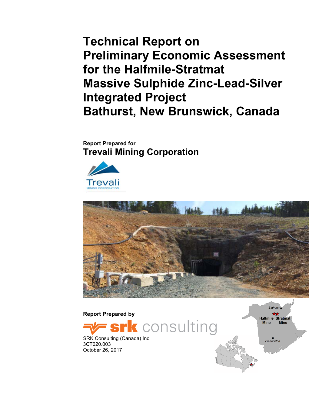 Technical Report on Preliminary Economic Assessment for the Halfmile-Stratmat