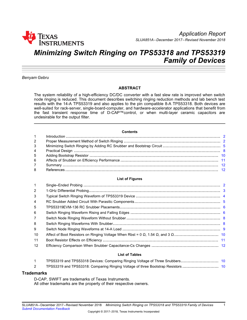 Minimizing Switch Ringing on TPS53319 and TPS53318 Family Of