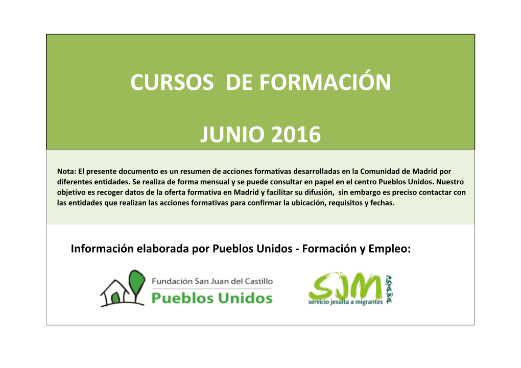 Cursos De Formación Junio 2016