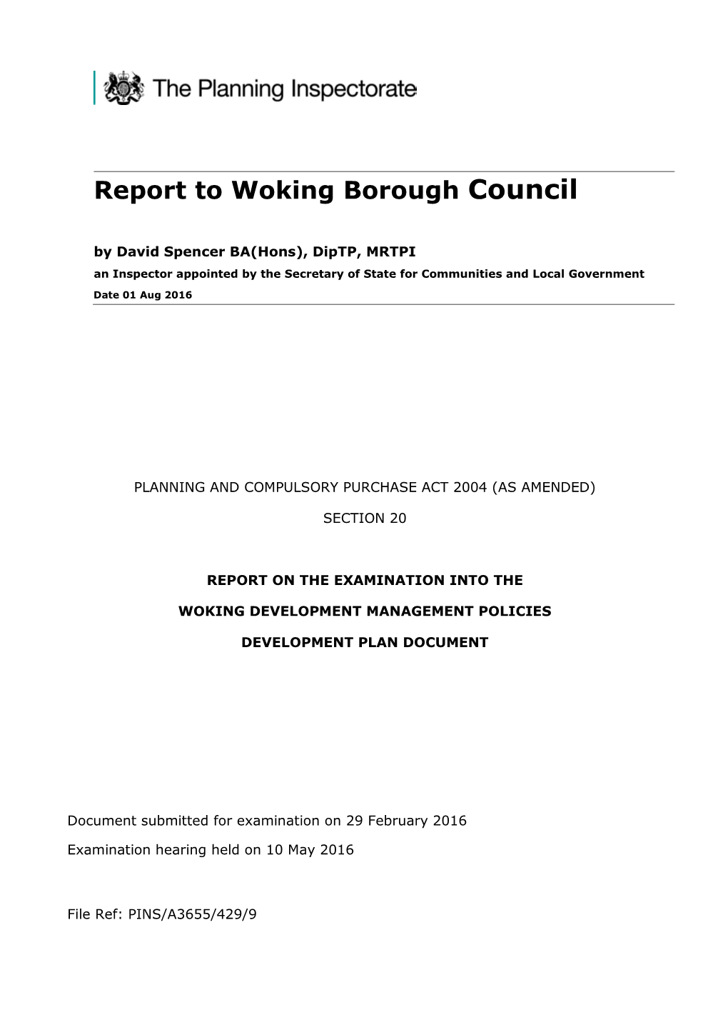 Report to Woking Borough Council