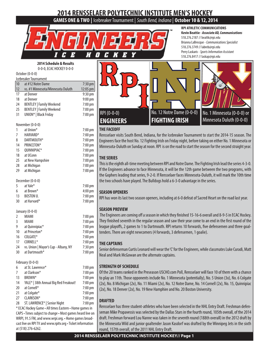 2014 Rensselaer Polytechnic Institute Men's Hockey