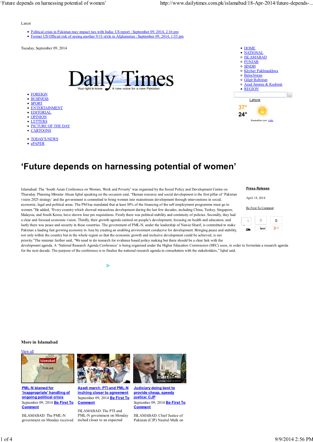 'Future Depends on Harnessing Potential of Women'