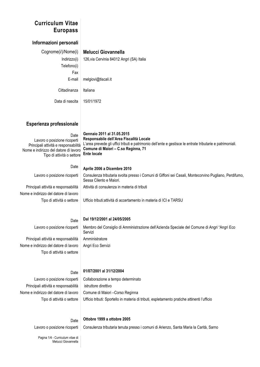 Curriculum Vitae Europass