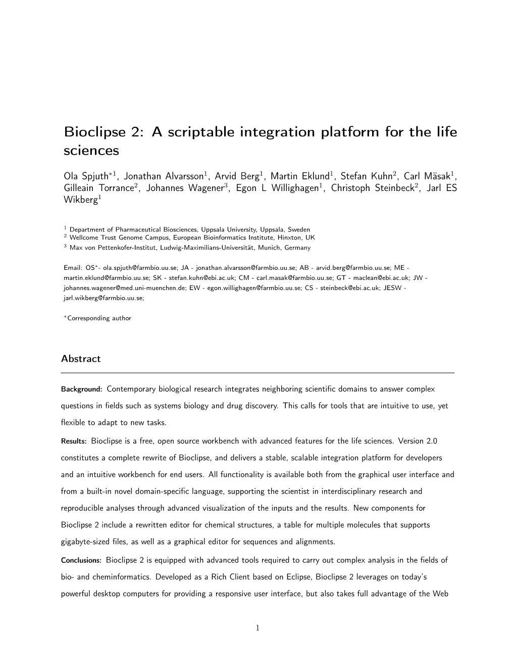 Bioclipse 2: a Scriptable Integration Platform for the Life Sciences