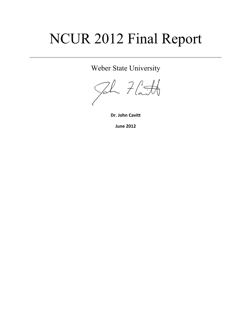 NCUR 2012 Final Report