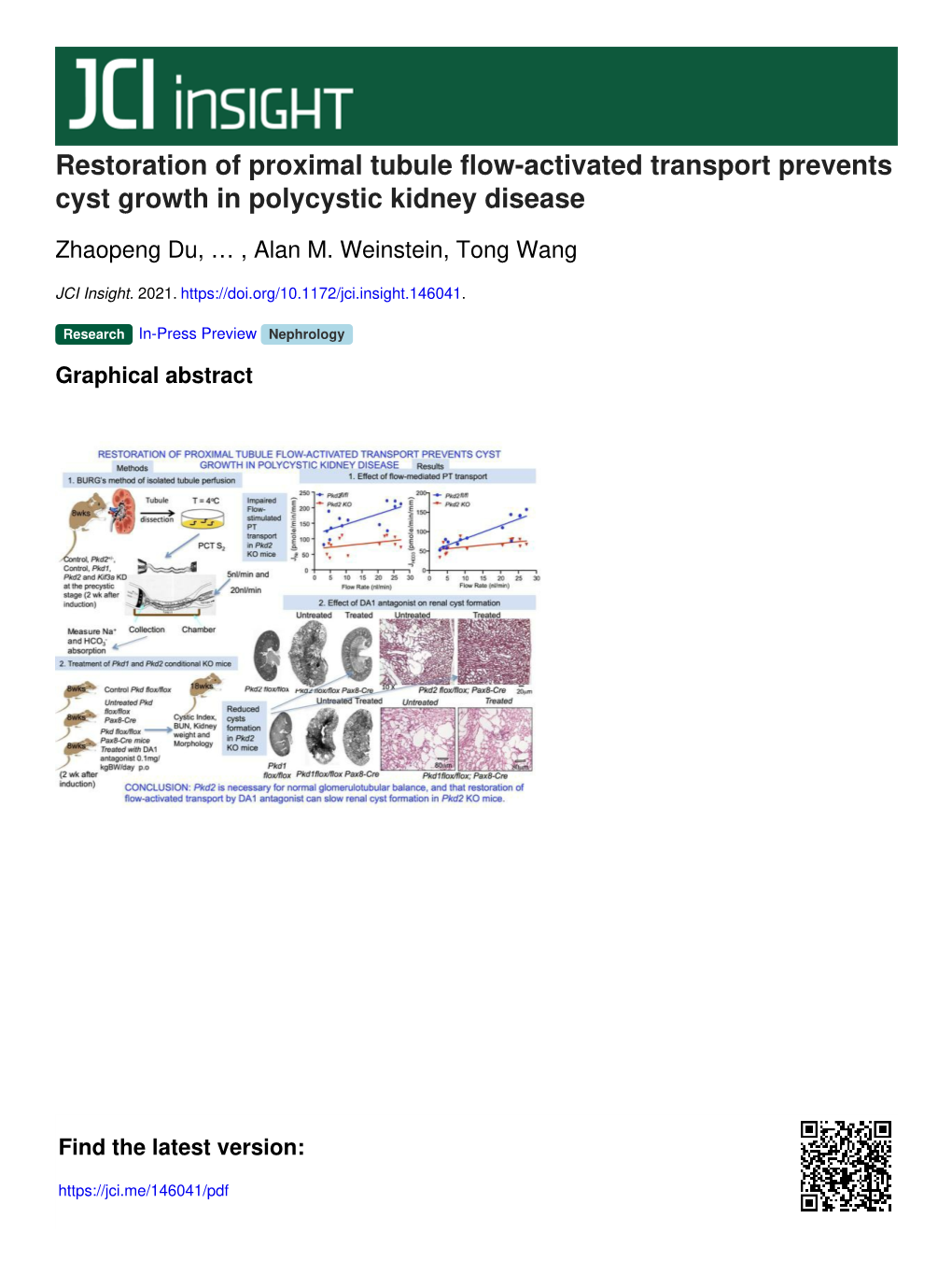 Restoration of Proximal Tubule Flow-Activated Transport Prevents Cyst Growth in Polycystic Kidney Disease