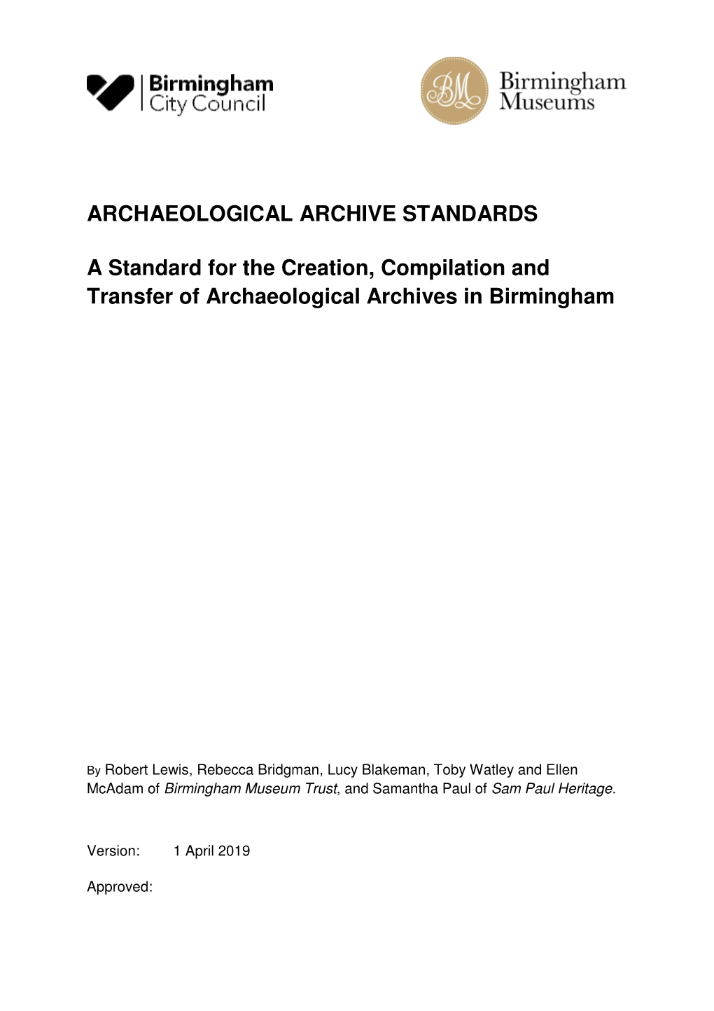 Standards for Deposition of Archaeological Archives