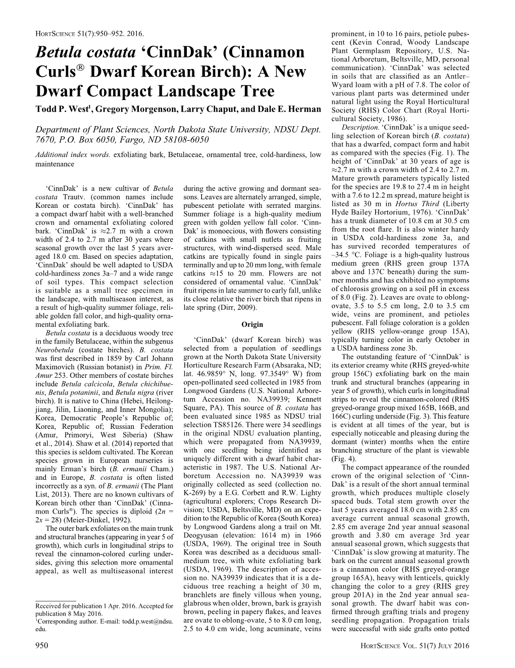 Betula Costata Plant Germplasm Repository, U.S