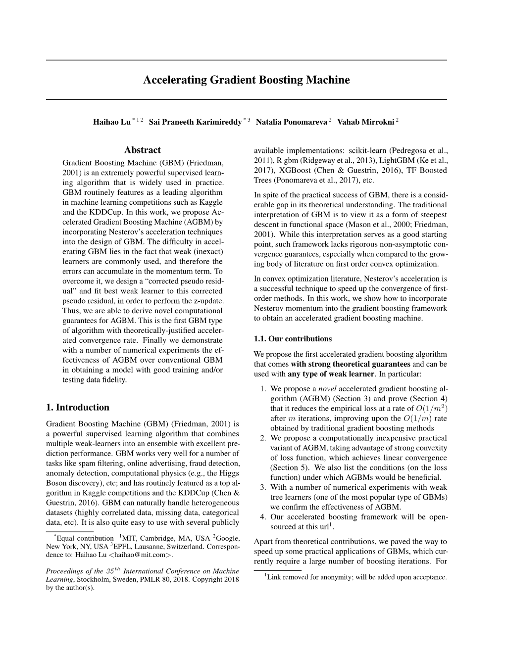 Accelerating Gradient Boosting Machine