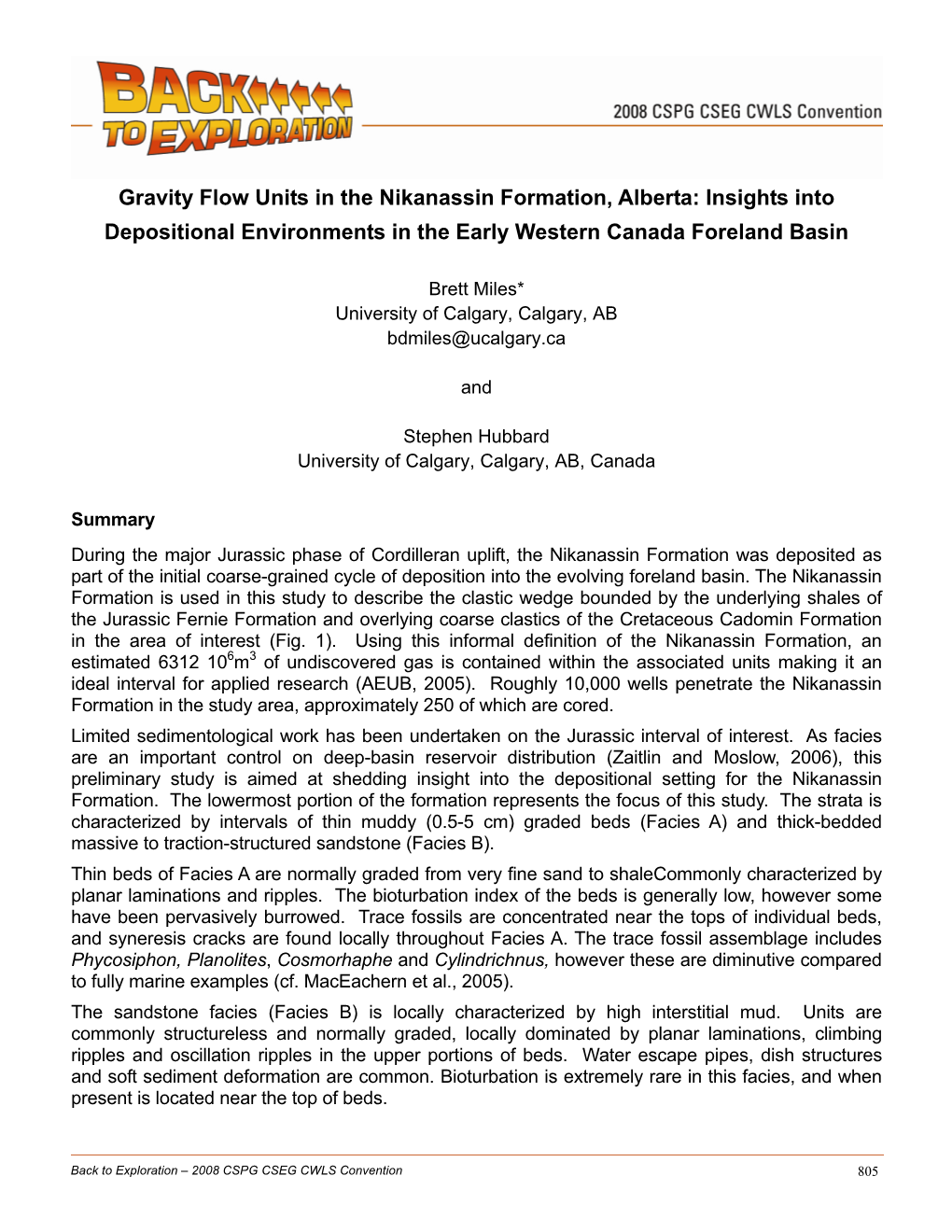 Gravity Flow Units in the Nikanassin Formation, Alberta: Insights Into Depositional Environments in the Early Western Canada Foreland Basin