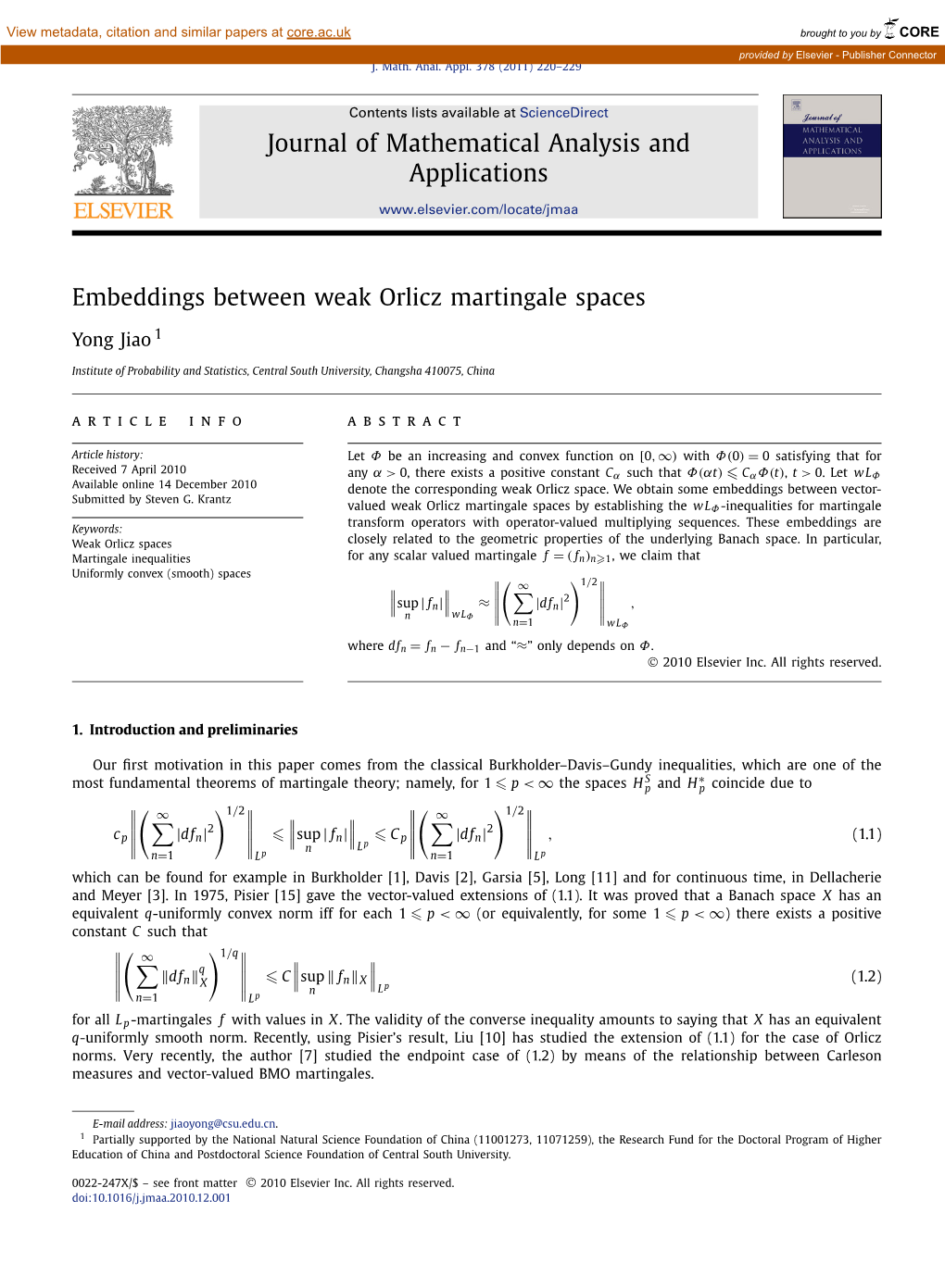 Embeddings Between Weak Orlicz Martingale Spaces