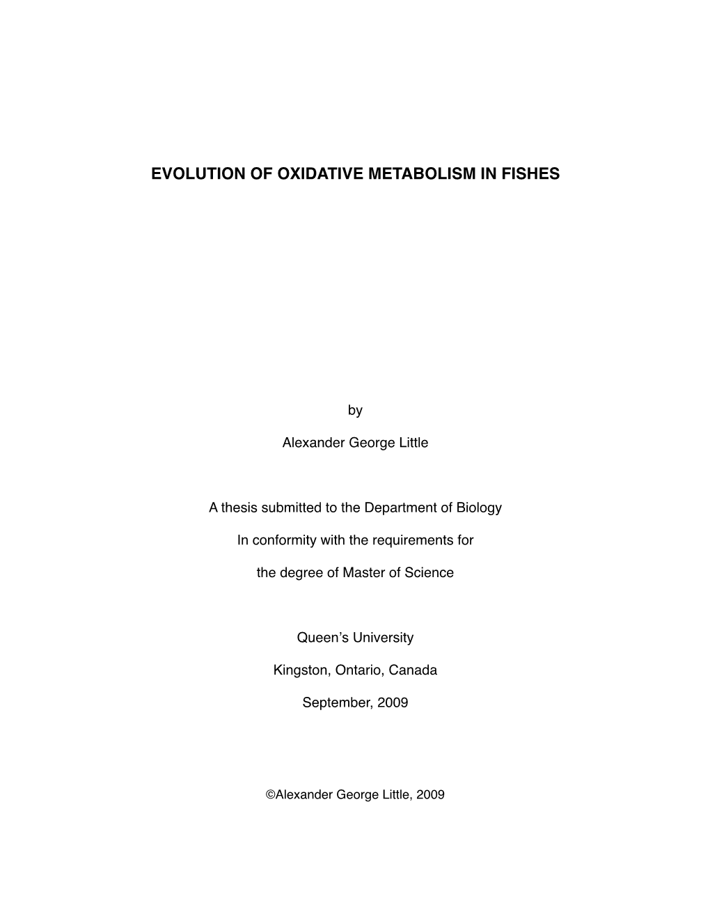 Evolution of Oxidative Metabolism in Fishes