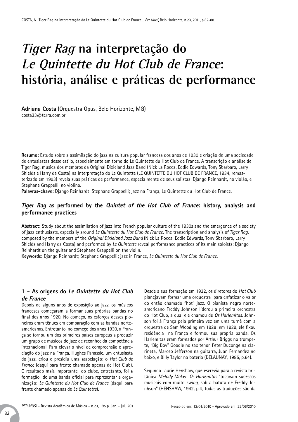 Le Quintette Du Hot Club De France: História, Análise E Práticas De Performance