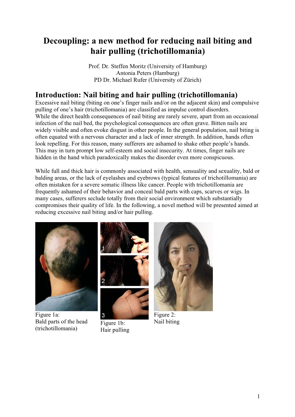 Decoupling: a New Method for Reducing Nail Biting and Hair Pulling (Trichotillomania)