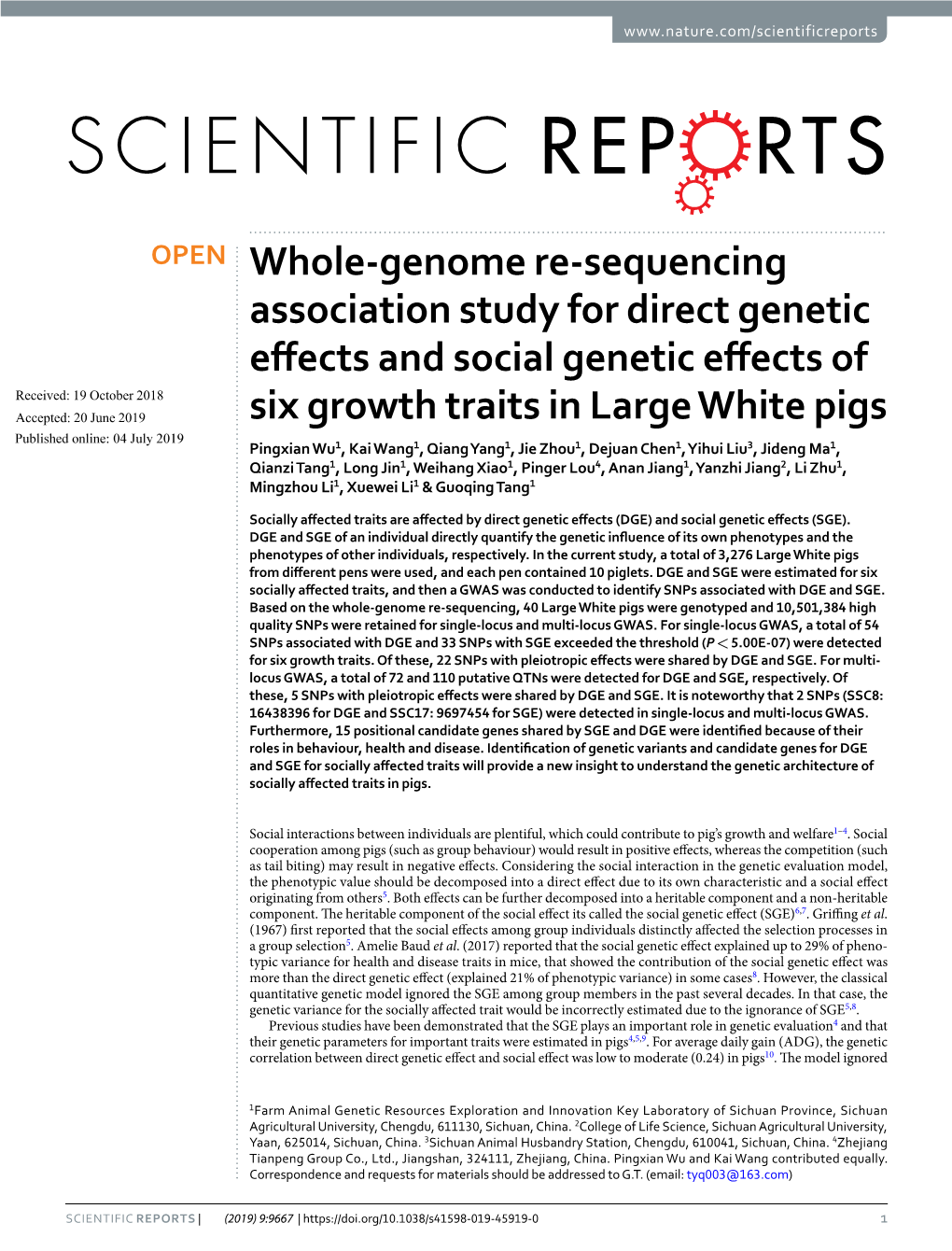 Whole-Genome Re-Sequencing Association Study for Direct Genetic