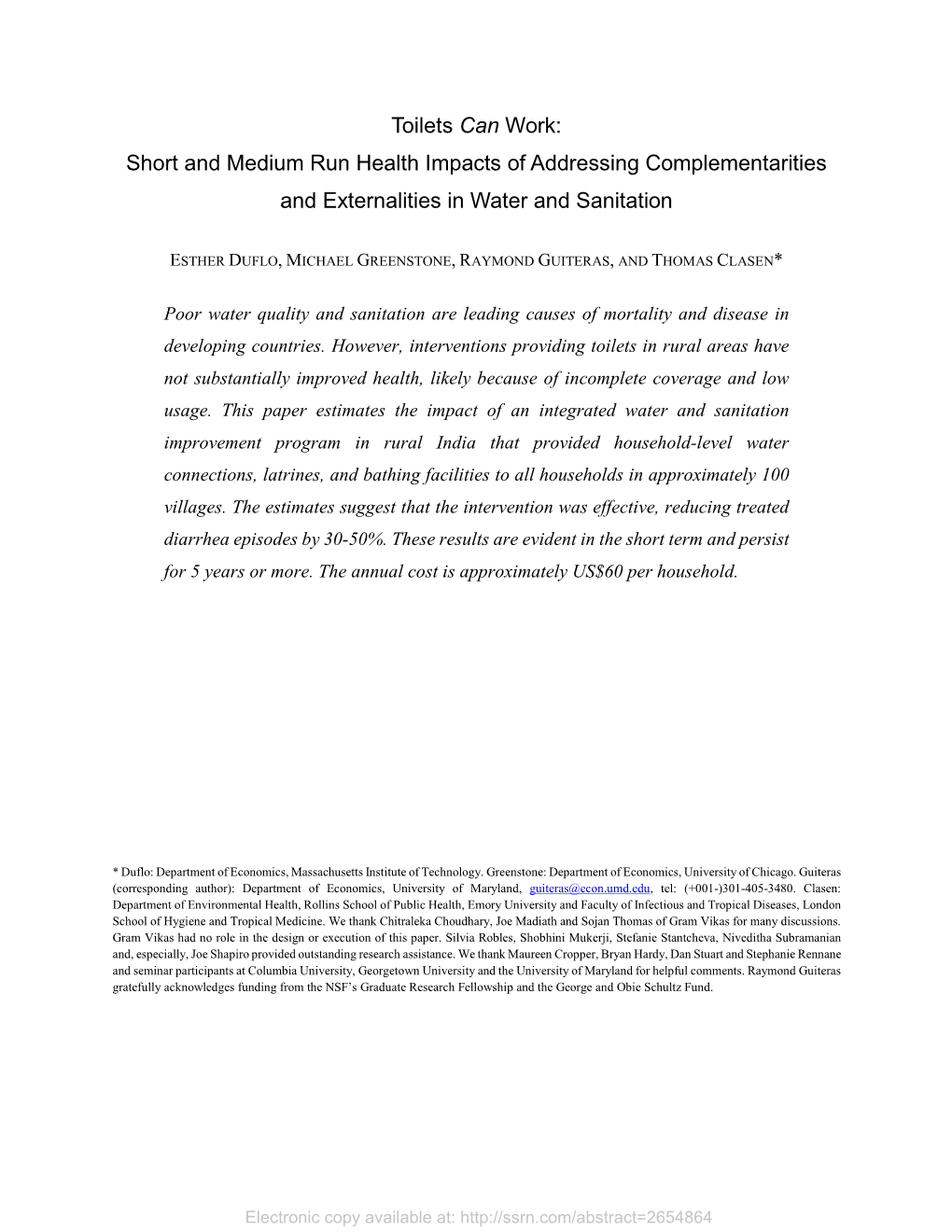 Toilets Can Work: Short and Medium Run Health Impacts of Addressing Complementarities and Externalities in Water and Sanitation