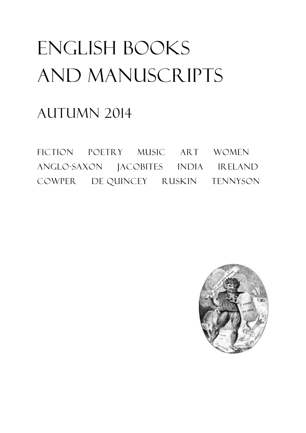 English Books and Manuscripts Autumn 2014