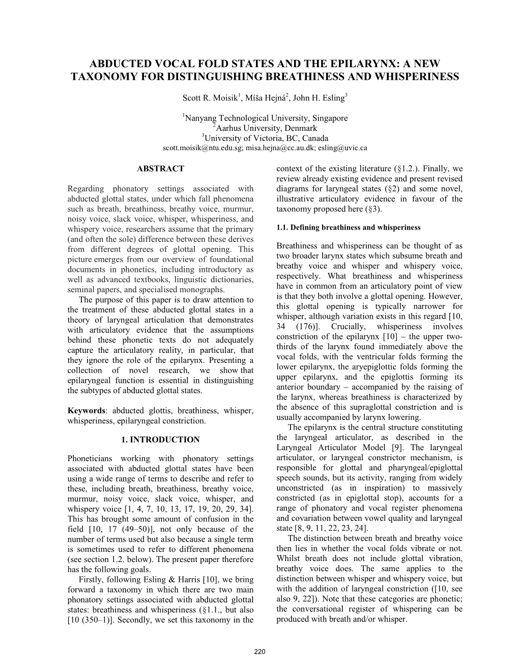 Abducted Vocal Fold States and the Epilarynx: a New Taxonomy for Distinguishing Breathiness and Whisperiness