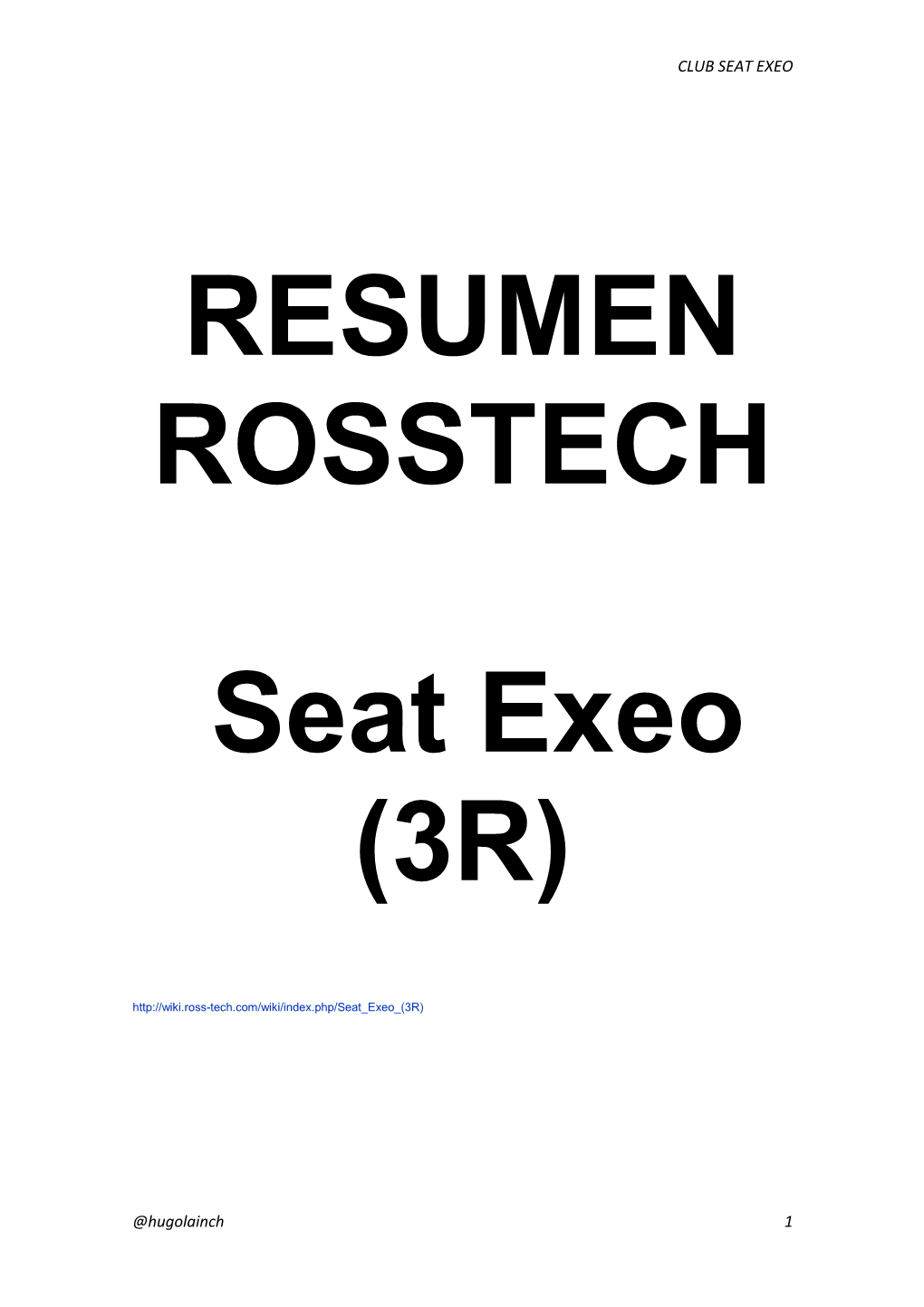 RESUMEN ROSSTECH PARA Seat Exeo