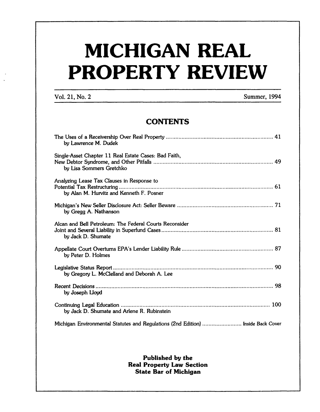 Real Property Law Section of the State Bar of Michigan