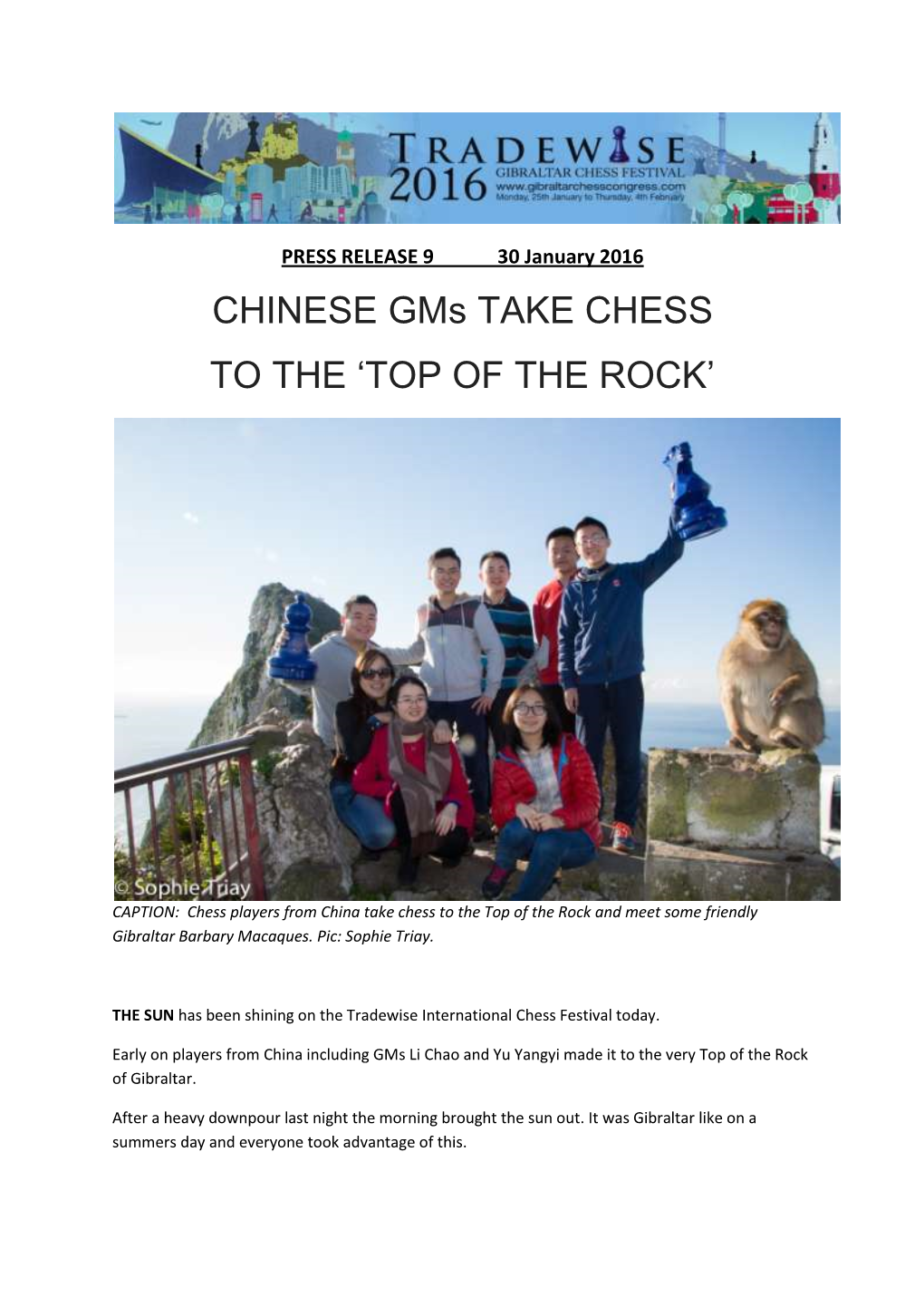 CHINESE Gms TAKE CHESS to the ‘TOP of the ROCK’