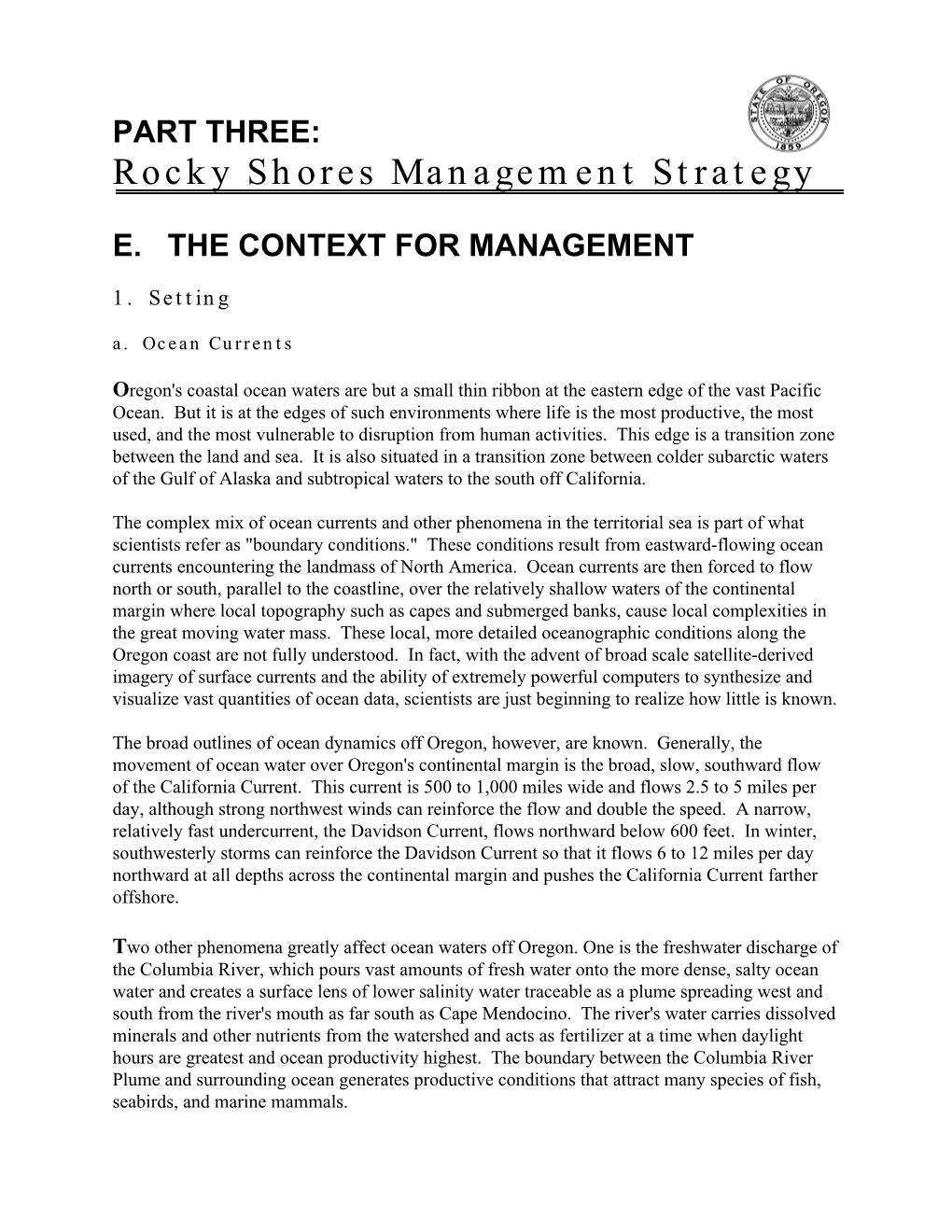 Rocky Shores Management Strategy