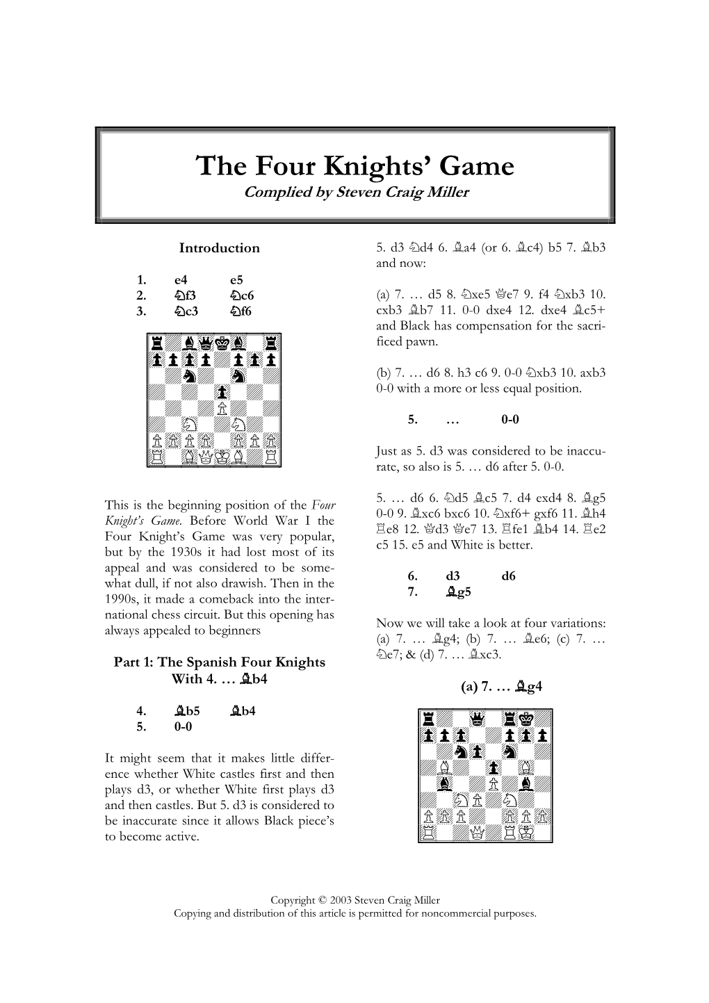 The Four Knights' Game