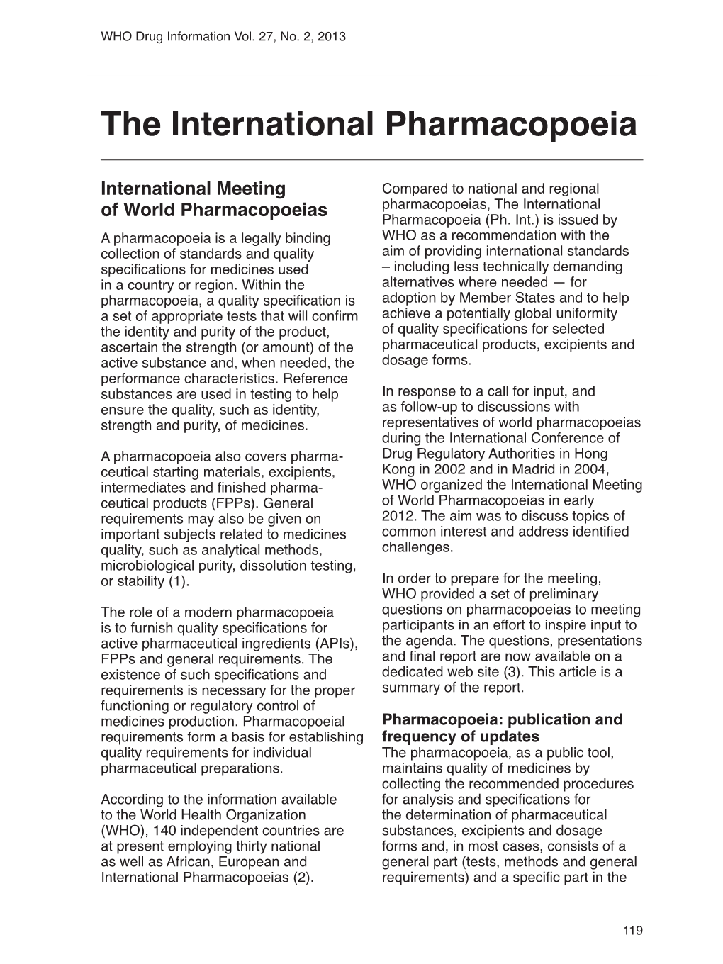 The International Pharmacopoeia