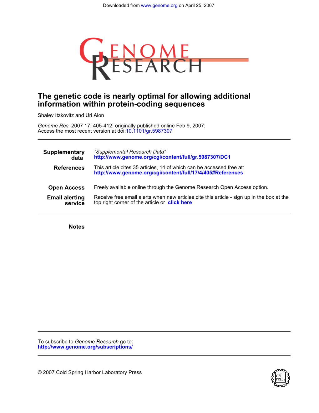 Information Within Protein-Coding Sequences the Genetic Code Is