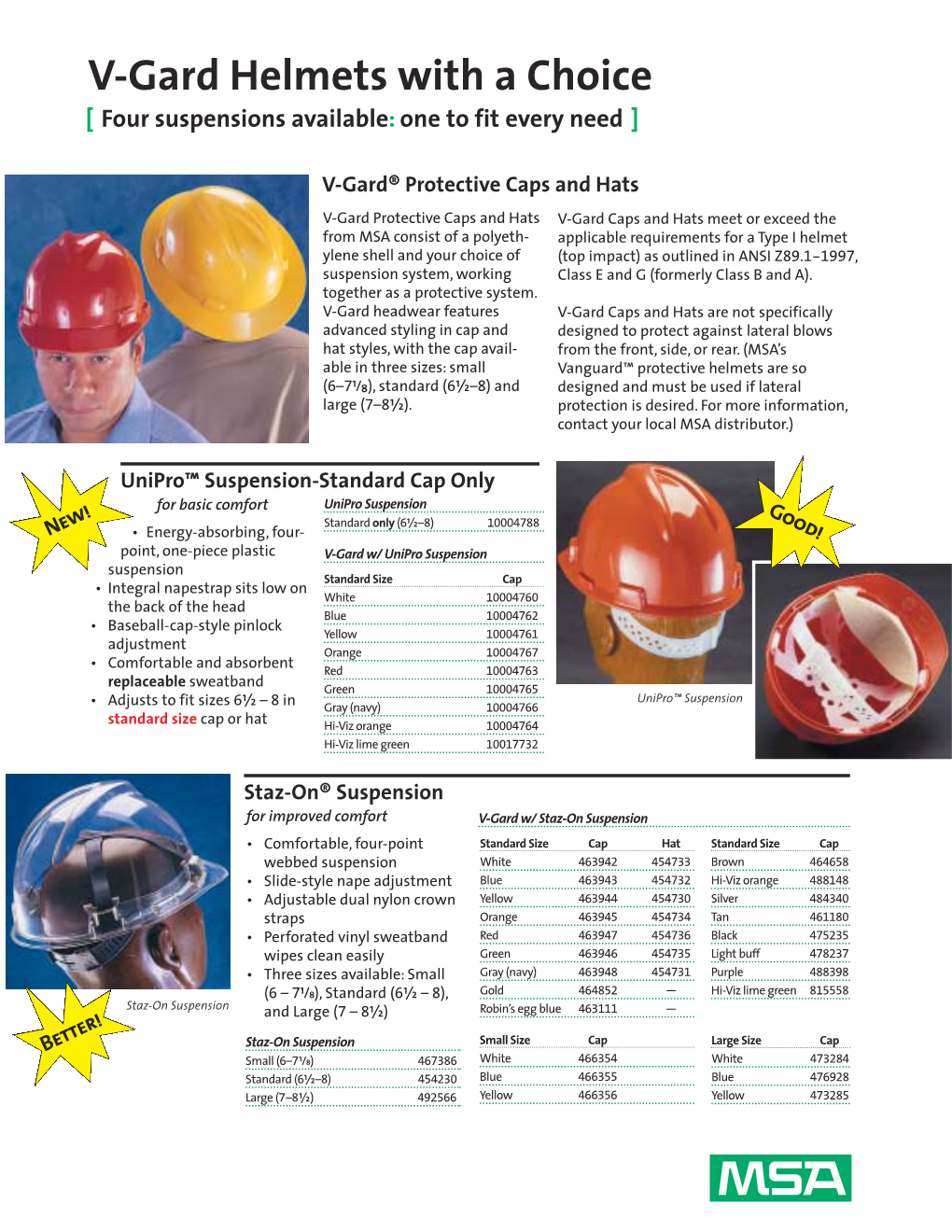 V-Gard Helmets with a Choice [ Four Suspensions Available: One to Fit Every Need ]