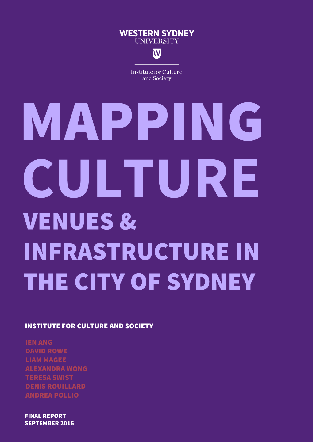 Mapping Culture: Venues and Infrastructures in the City of Sydney