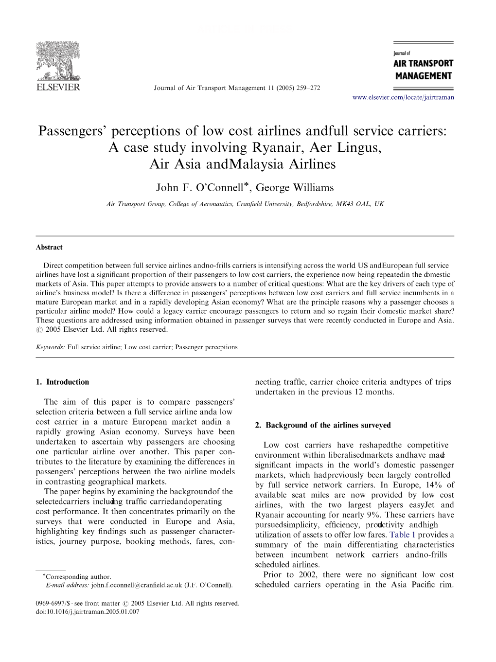 A Case Study Involving Ryanair, Aer Lingus, Air Asia Andmalaysia Airlines