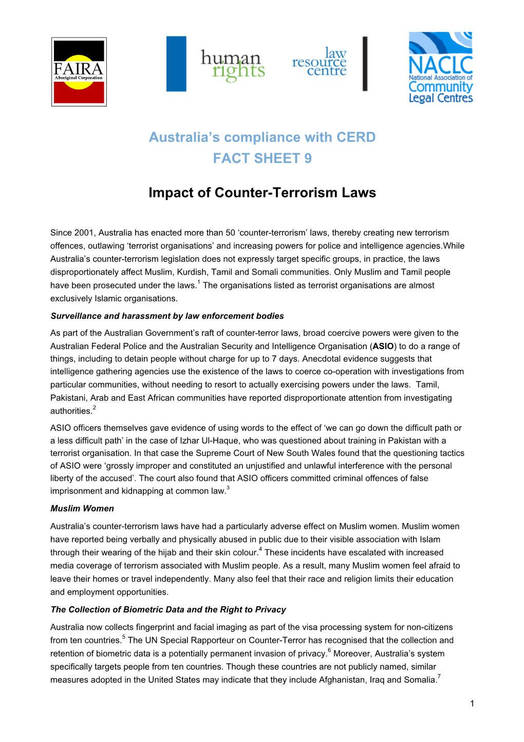 Impact of Counter-Terrorism Laws