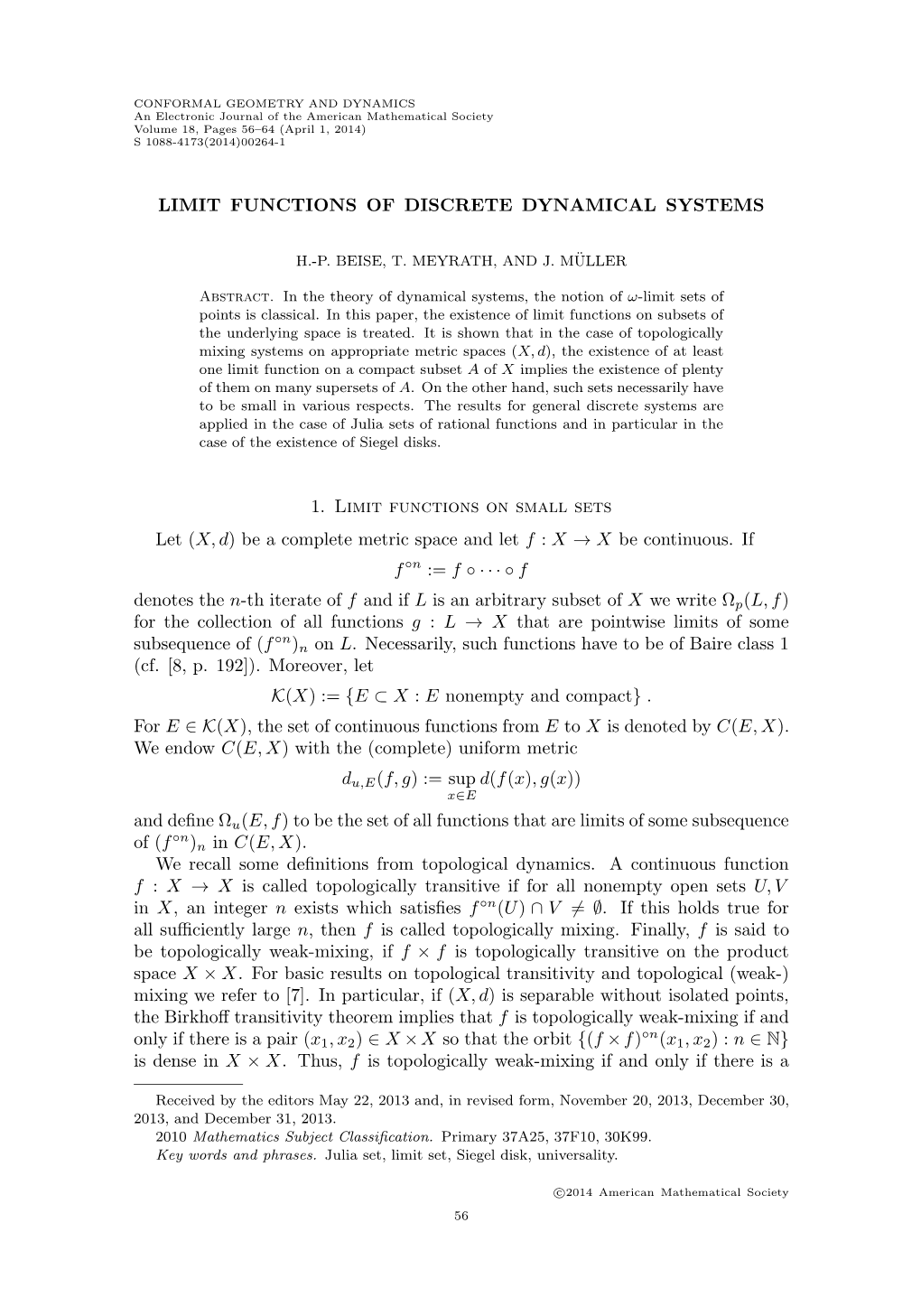 Limit Functions of Discrete Dynamical Systems