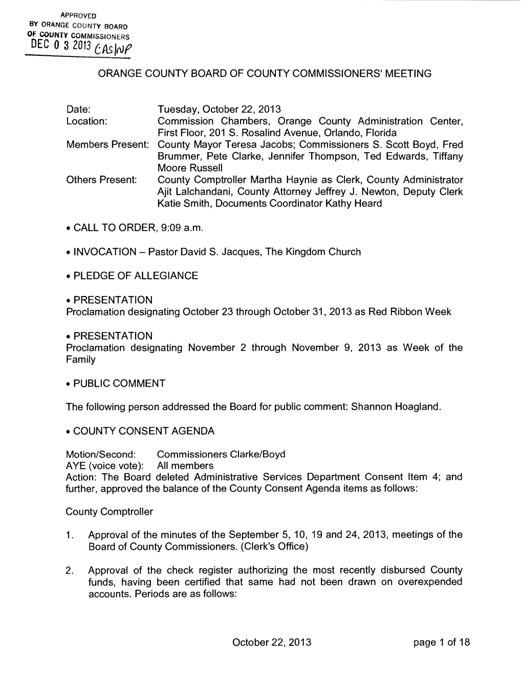 2013-10-22 BCC Meeting Minutes