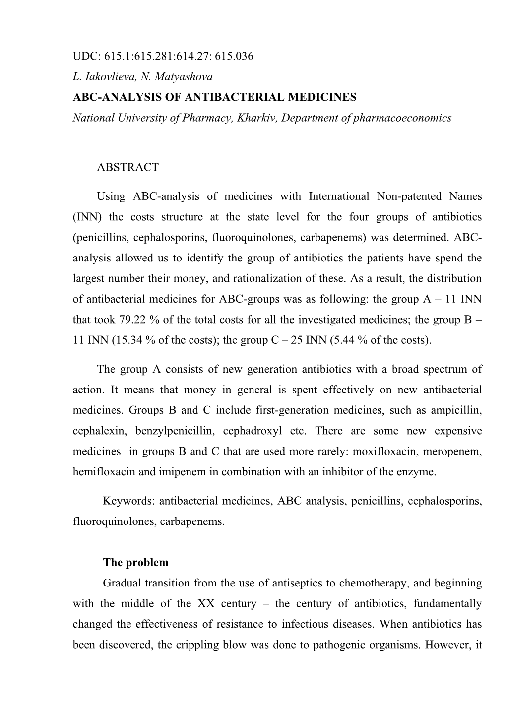 Abc-Analysis of Antibacterial Medicines