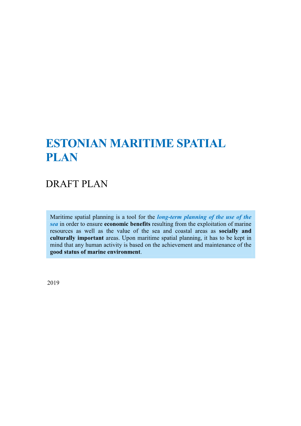 Estonian Maritime Spatial Plan