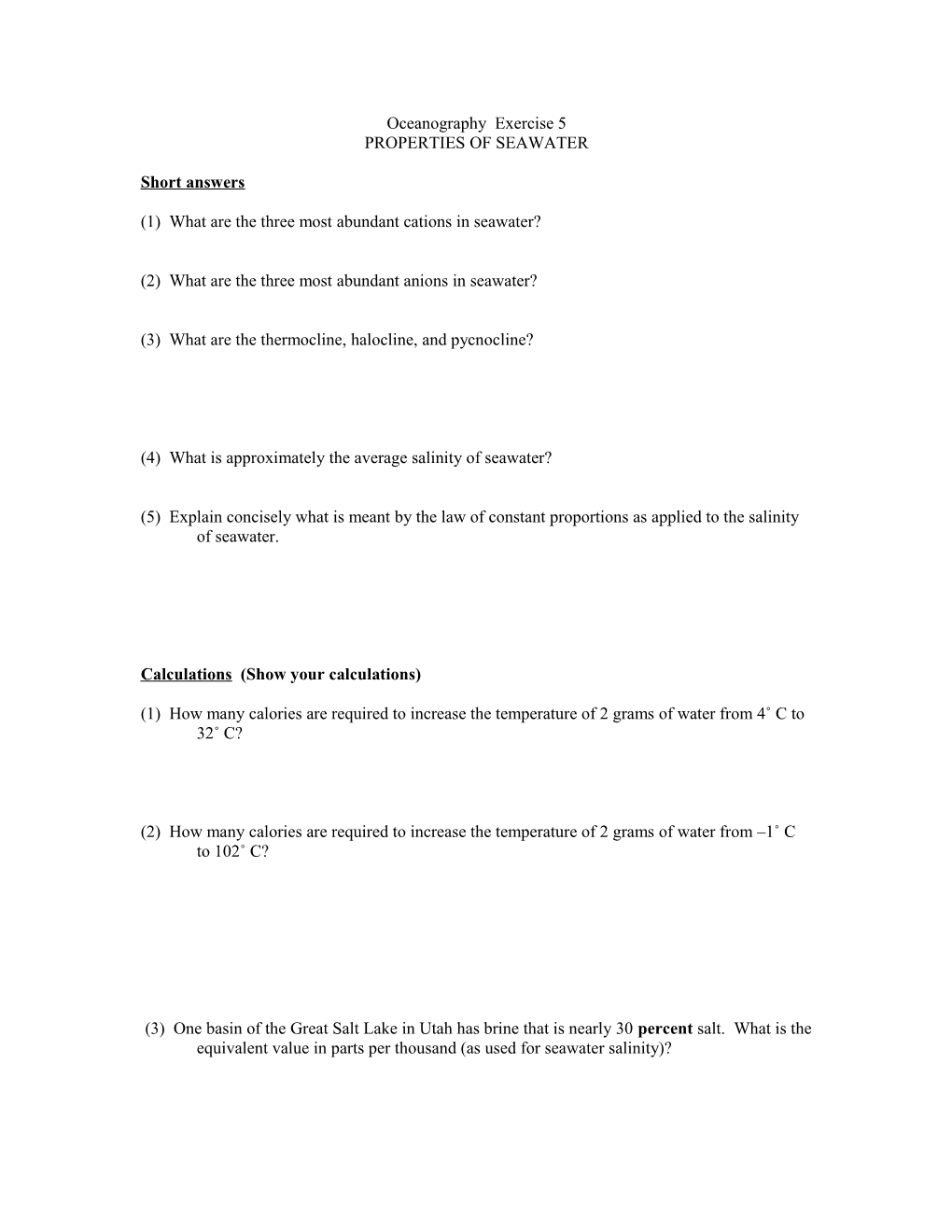 (1) What Are the Three Most Abundant Cations in Seawater?