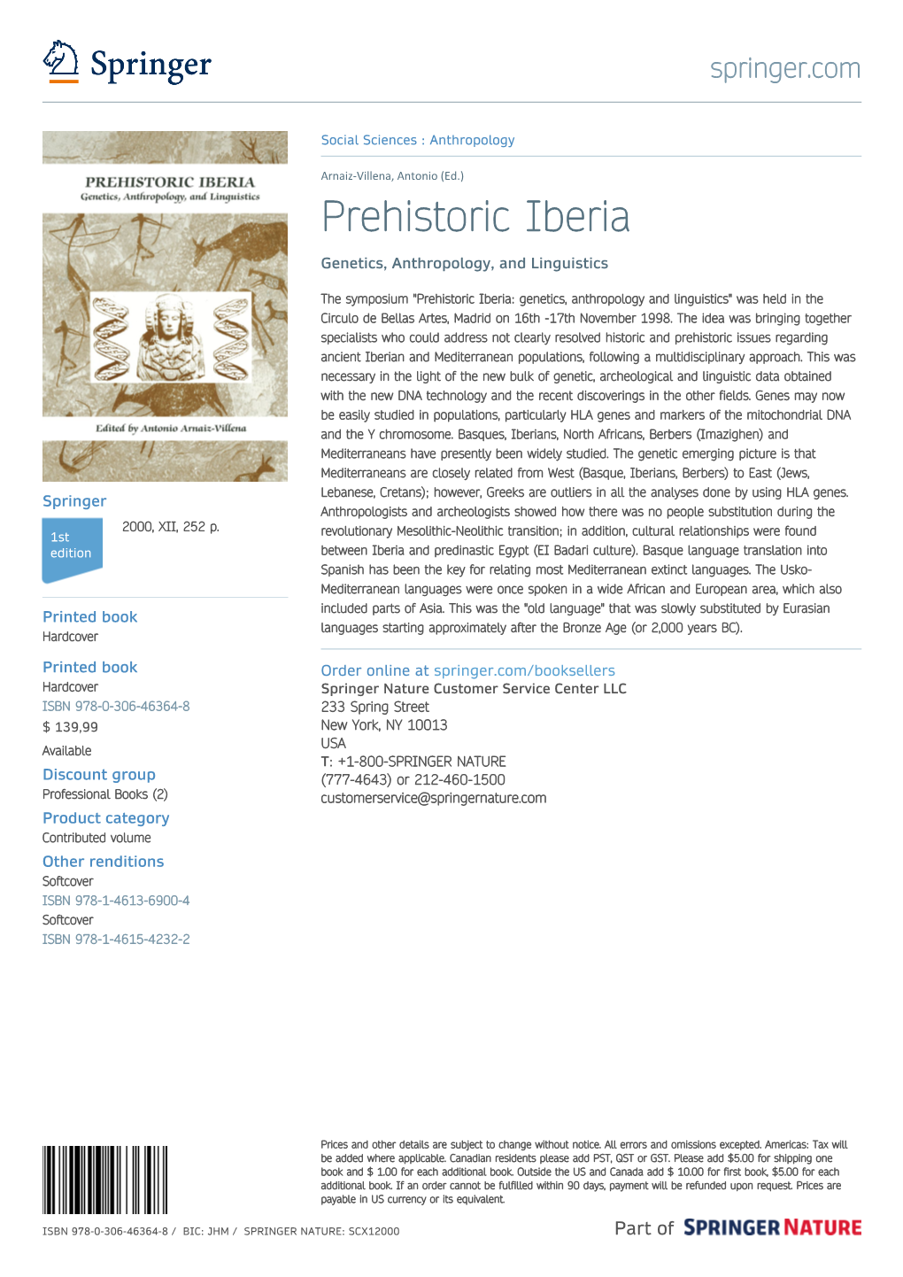 Prehistoric Iberia Genetics, Anthropology, and Linguistics