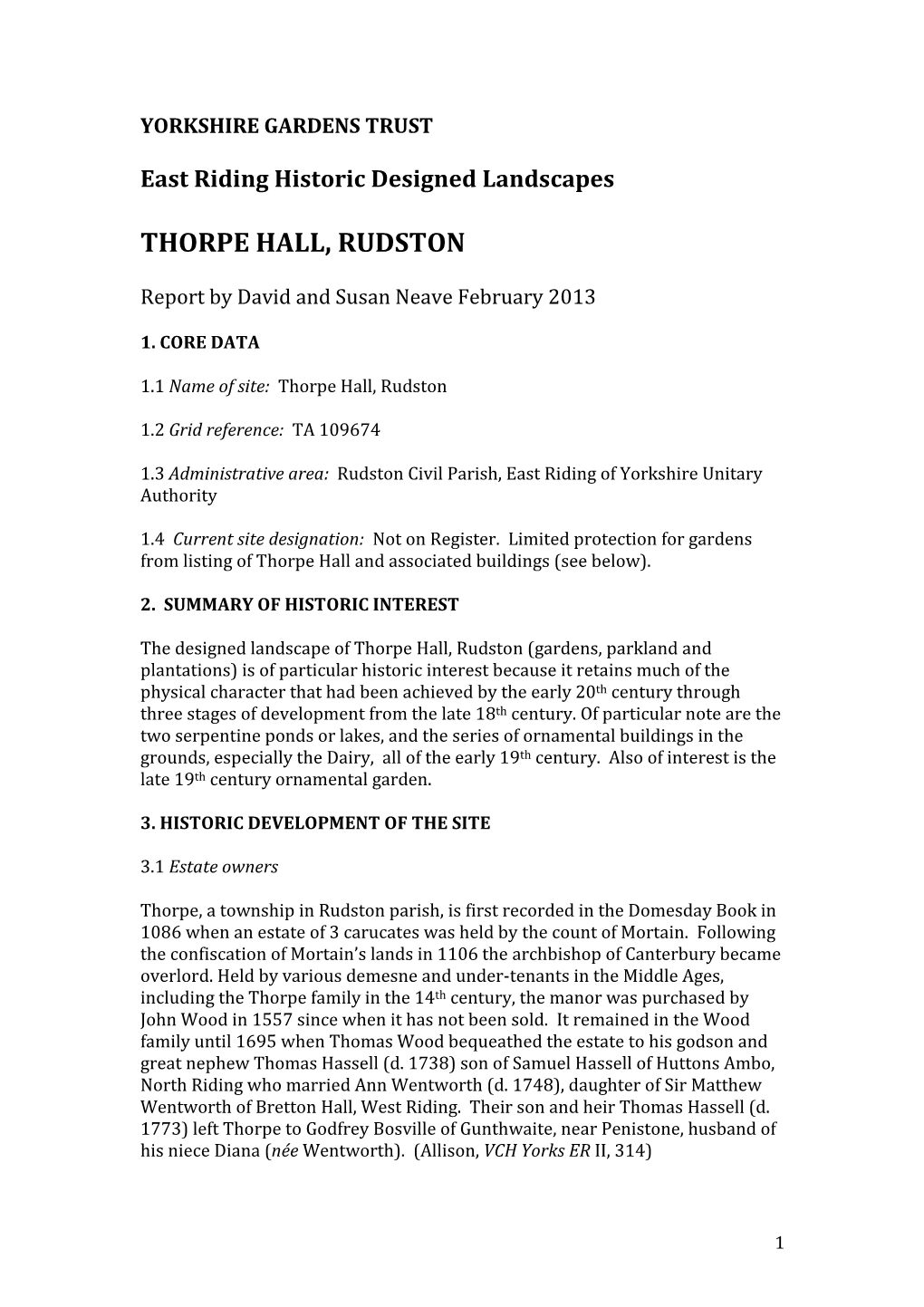 Thorpe Hall, Rudston