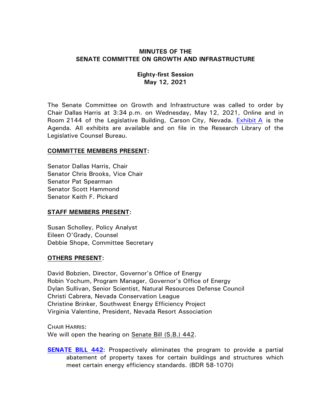 Senate Committee on Growth and Infrastructure-May 12, 2021