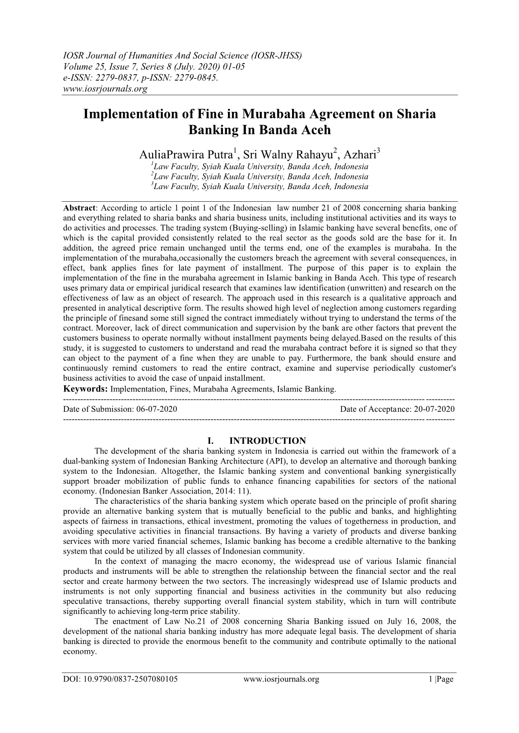 Implementation of Fine in Murabaha Agreement on Sharia Banking in Banda Aceh