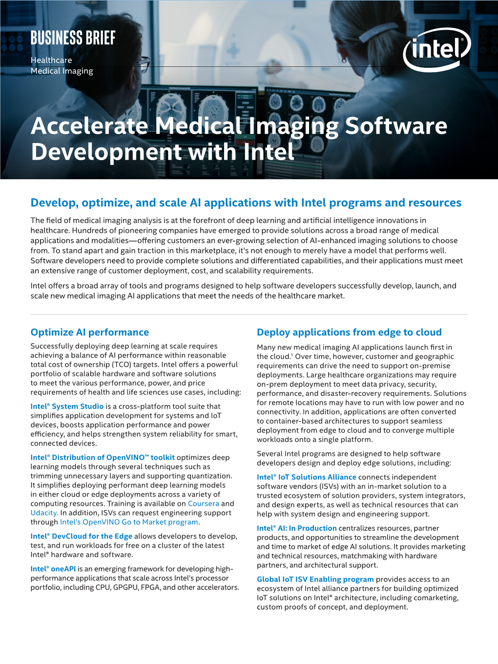 Accelerate Medical Imaging Software Development with Intel